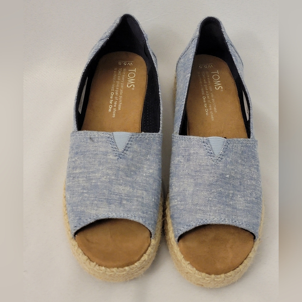 Toms Chambray Espadrille Flats Size 5.5 - Picture 4 of 12